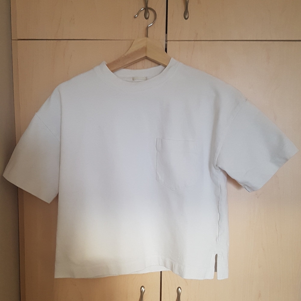 Boxy white crop top